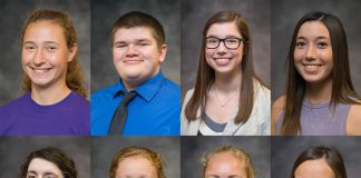 Portraits of eight of the nine 2018-19 KCC Board of Trustees Scholarship recipients.