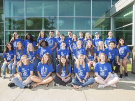 KCC's 2019 Gold Key and Trustee scholar students pose for a group photo on campus in 2019.