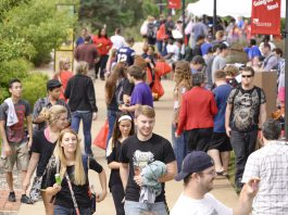 KCC students walk on campus during one of the College's annual Bruin Blast welcome-back events for students in the fall.