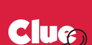 A red background with a magnifying glass and "Clue" written in the center.