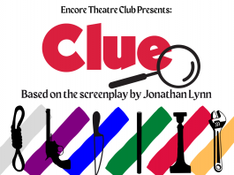 A promotional graphic including the text "Encore Theatre Club presents: Clue"