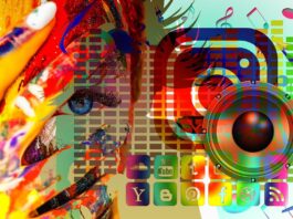 Abstract art of different social media apps